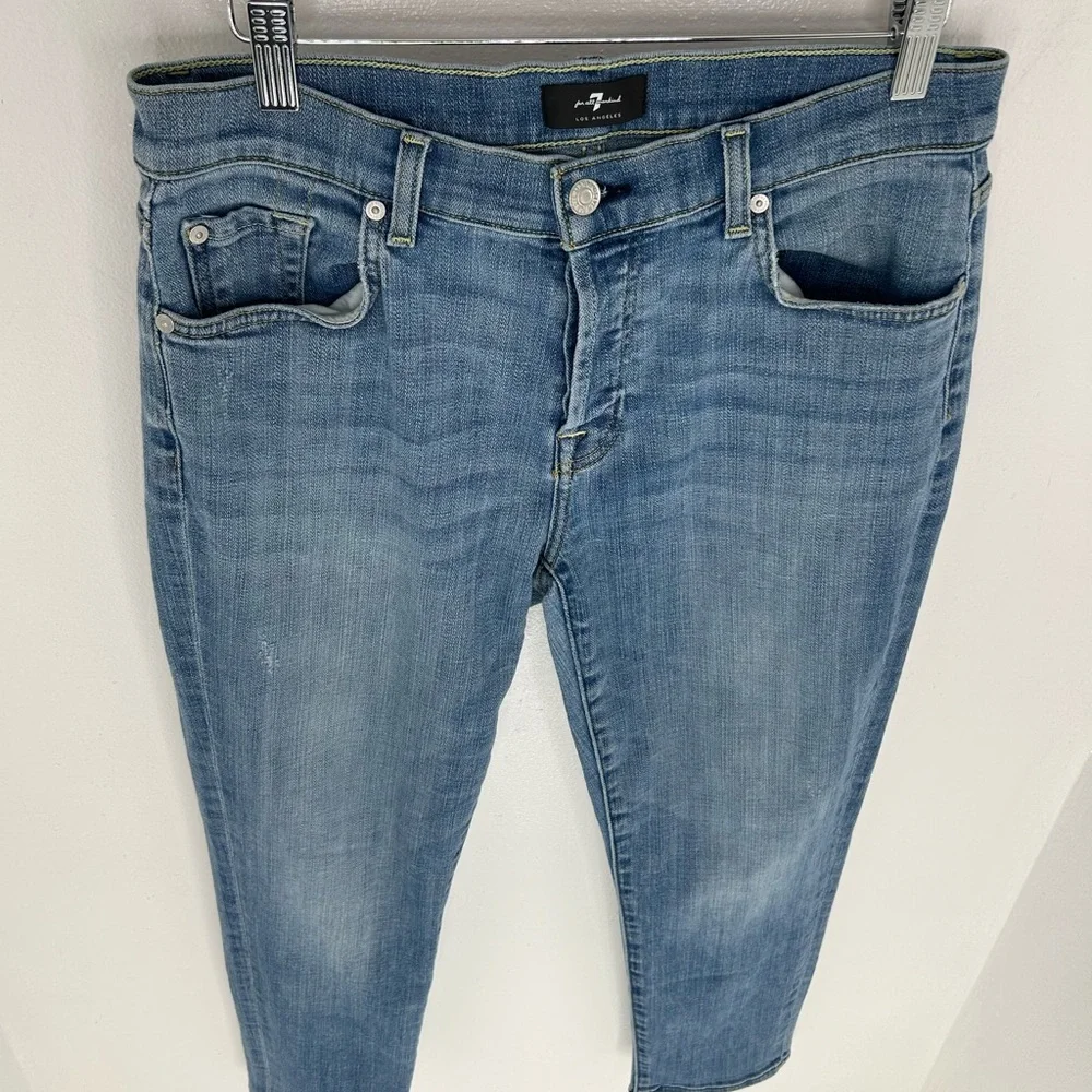 Seven 7 For All Mankind Straight Leg Jeans Size 28‎ Button Fly Light Wash 30x27